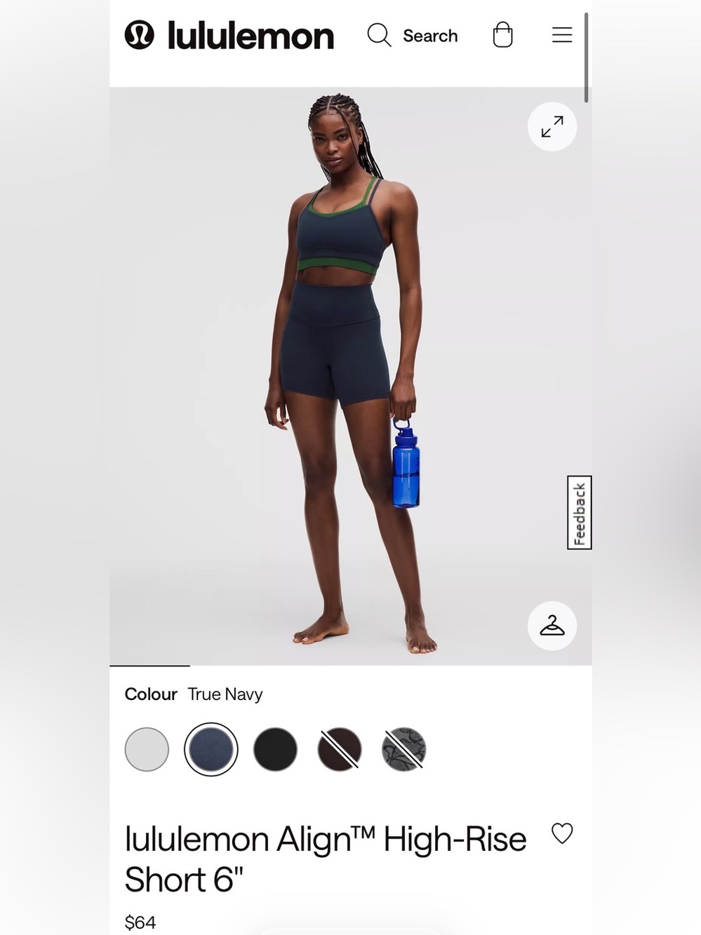 lululemon athletica Align High-Rise Short in True Navy 6” inseam